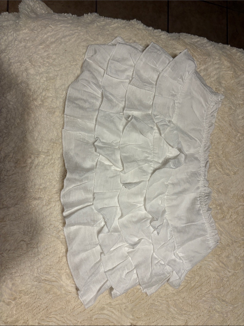 Women’s White Ruffle Tiered Mini Skirt